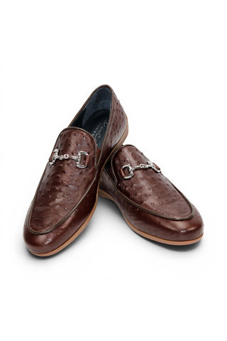 Duca Cortona Ostrich Horse-Bit Loafer