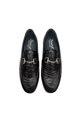 Duca Cortona Ostrich Horse-Bit Loafer