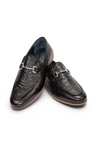 Duca Cortona Ostrich Horse-Bit Loafer