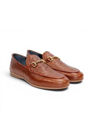 Duca Cortona Ostrich Horse-Bit Loafer