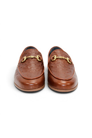 Duca Cortona Ostrich Horse-Bit Loafer