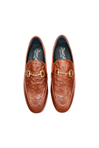 Duca Cortona Ostrich Horse-Bit Loafer