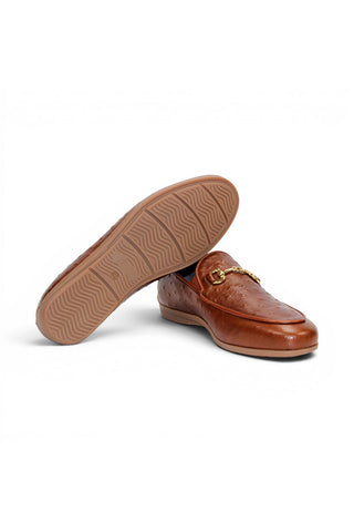 Duca Cortona Ostrich Horse-Bit Loafer