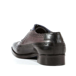 Duca Designer Shoes Italian Men's Black Tri-Tone Leather Oxfords (DS2107)