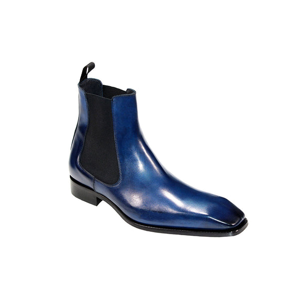 Duca Empoli Men's Shoes Blue Calf-Skin Leather Boots (D1122)-AmbrogioShoes