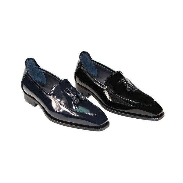 Duca Fano Men's Shoes Black Patent Leather-Velvet, Leather Lining Formal Loafers (D1138)-AmbrogioShoes