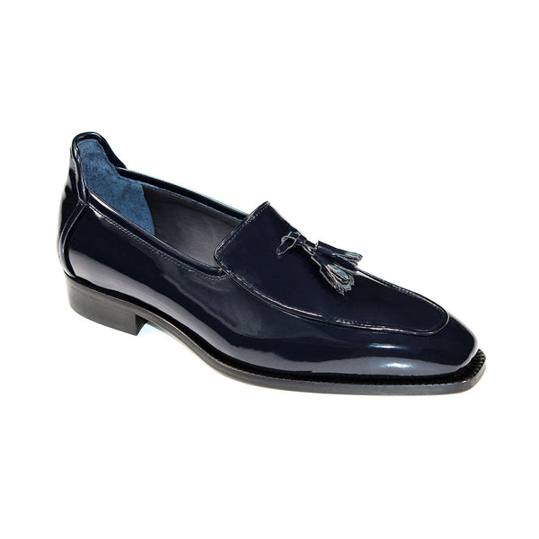 Duca Fano Men's Shoes Navy Patent Leather-Velvet, Leather Lining Formal Loafers (D1139)-AmbrogioShoes