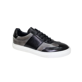 Duca Fermo Black/Grey Calf-Skin Leather Sneakers (D1020)