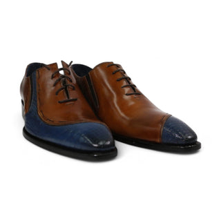 Duca Ferrara Men's Shoes Crocodile Print / Calf-Skin Leather Oxfords (D4750)-AmbrogioShoes