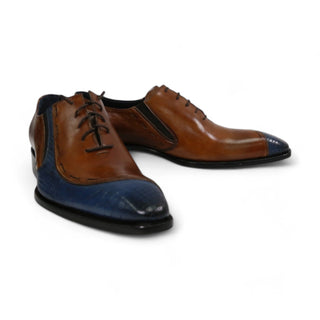 Duca Ferrara Men's Shoes Crocodile Print / Calf-Skin Leather Oxfords (D4750)-AmbrogioShoes