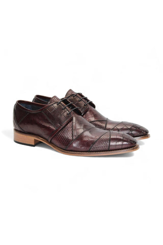 Duca Imperio Men’s Shoes Multi Embossed Calf-Skin Leather Cap-Toe Derby (D1156)-AmbrogioShoes
