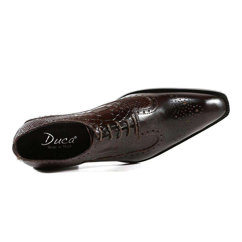 Duca Italian Mens Shoes Crust Cocco Brown Loafers (D3017)-AmbrogioShoes