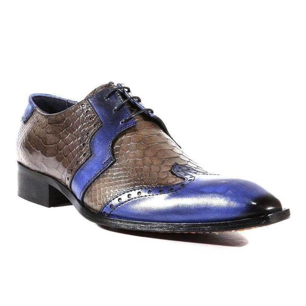 Duca Italian Mens Shoes Crust Cocco Celeste / Cenere Oxfords (D3007)-AmbrogioShoes