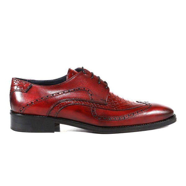 Duca Italian Mens Shoes Crust Cocco Rosso Oxfords (D3009)-AmbrogioShoes