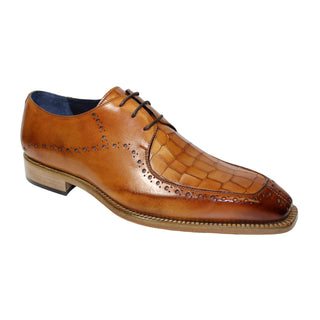 Duca Lavinio Cognac Calf-Skin Leather/Croco Print Oxfords (D1036)