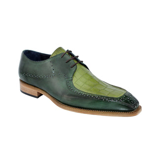 Duca Lavinio Green/Olive Calf-Skin Leather/Croco Print Oxfords (D1039)