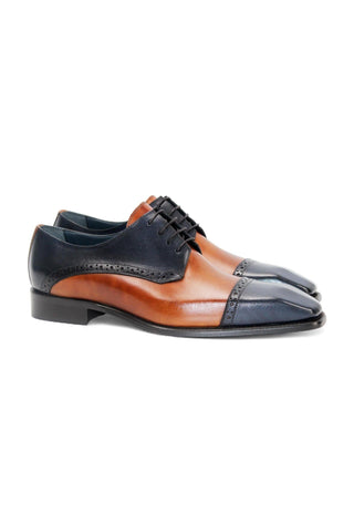 Duca Lombardi Men’s Shoes Leather Cap-Toe Derby (D1157)