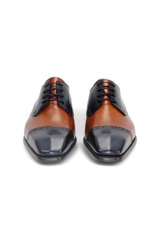 Duca Lombardi Men’s Shoes Leather Cap-Toe Derby (D1157)