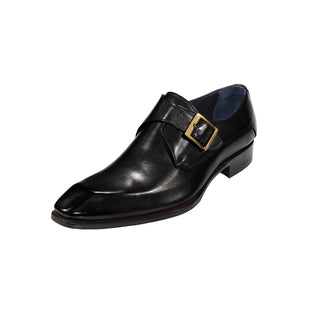 Duca Massa Black Calf-Skin Leather Monkstrap Loafers (D1133)