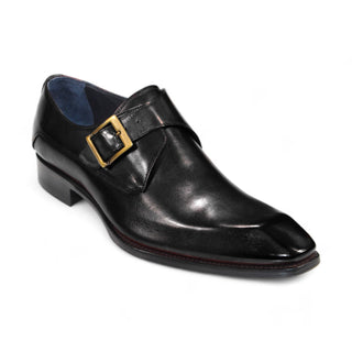 Duca Massa Black Calf-Skin Leather Monkstrap Loafers (D1133)