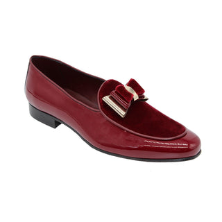 Duca Scala Burgundy/Gold Patent Leather/Velvet Formal Loafers (D1069)
