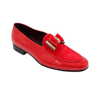 Duca Scala Red/Gold Patent Leather/Velvet Formal Loafers (D1071)