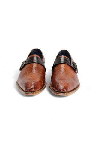 Duca Sezze Men’s Shoes Snake Embossed Calf-Skin Leather Single Monk-Strap (D1172)-AmbrogioShoes