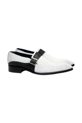 Duca Sezze Men’s Shoes Snake Embossed Calf-Skin Leather Single Monk-Strap (D1172)-AmbrogioShoes