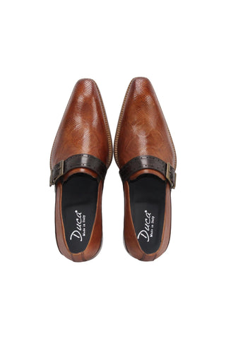 Duca Sezze Men’s Shoes Snake Embossed Calf-Skin Leather Single Monk-Strap (D1172)-AmbrogioShoes