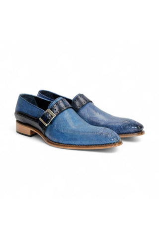 Duca Sezze Men’s Shoes Snake Embossed Calf-Skin Leather Single Monk-Strap (D1172)-AmbrogioShoes