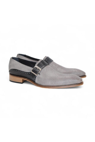 Duca Sezze Men’s Shoes Snake Embossed Calf-Skin Leather Single Monk-Strap (D1172)-AmbrogioShoes