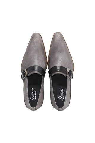 Duca Sezze Men’s Shoes Snake Embossed Calf-Skin Leather Single Monk-Strap (D1172)-AmbrogioShoes
