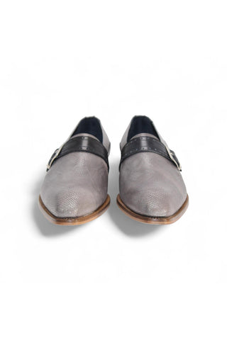 Duca Sezze Men’s Shoes Snake Embossed Calf-Skin Leather Single Monk-Strap (D1172)-AmbrogioShoes