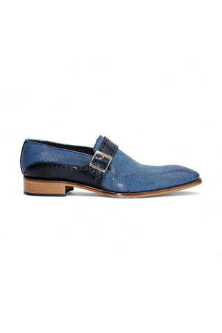 Duca Sezze Men’s Shoes Snake Embossed Calf-Skin Leather Single Monk-Strap (D1172)-AmbrogioShoes