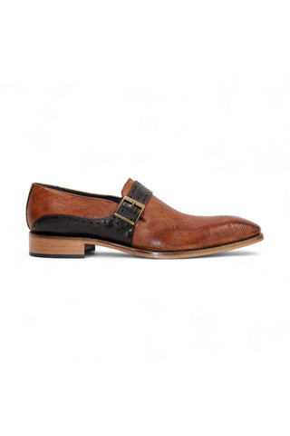 Duca Sezze Men’s Shoes Snake Print Calf-Skin Leather Single Monk-Strap (D1172)-AmbrogioShoes