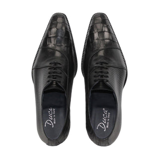 Duca Spoleto I Men's Shoes Embossed Crocodile / Ostrich / Lizard Skin Print Calf-Skin Leather Oxford (D1185)-AmbrogioShoes