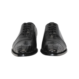 Duca Spoleto I Men's Shoes Embossed Crocodile / Ostrich / Lizard Skin Print Calf-Skin Leather Oxford (D1185)-AmbrogioShoes