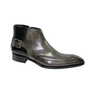 Duca Taranto Grey/Black Calf-Skin Leather Boots (D1077)