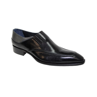 Duca Trani Black/Grey Calf-Skin Leather Loafers (D1081)