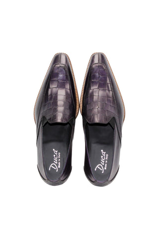 Duca Trento Men’s Shoes Crocodile Embossed Calf-Skin Leather Loafer (D1083)-AmbrogioShoes