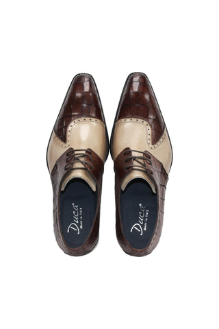 Duca Valentano Men’s Shoes Crocodile Embossed / Calf-Skin Leather Derby (D1089)-AmbrogioShoes