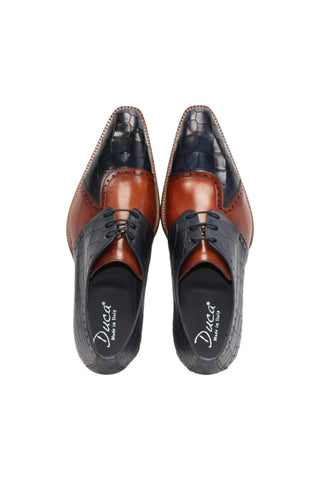 Duca Valentano Men’s Shoes Crocodile Embossed / Calf-Skin Leather Derby (D1089)-AmbrogioShoes