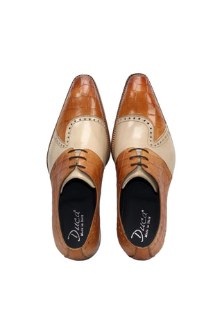 Duca Valentano Men’s Shoes Crocodile Embossed / Calf-Skin Leather Derby (D1089)-AmbrogioShoes