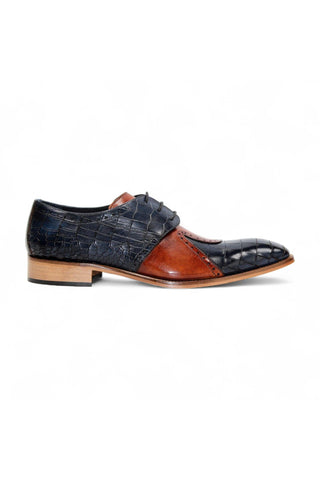 Duca Valentano Men’s Shoes Crocodile Embossed / Calf-Skin Leather Derby (D1089)-AmbrogioShoes