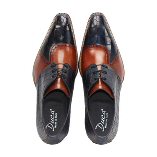 Duca Valentano Men’s Shoes Crocodile Print / Calf-Skin Leather Derby (D1089)-AmbrogioShoes