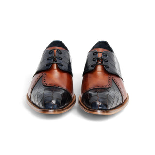 Duca Valentano Men’s Shoes Crocodile Print / Calf-Skin Leather Derby (D1089)-AmbrogioShoes