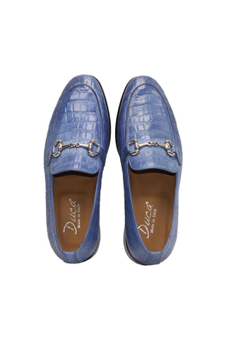 Duca Vasto Men’s Shoes Crocodile Embossed Calf-Skin Leather Horse-bit Loafer (D1178)-AmbrogioShoes