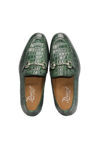 Duca Vasto Men’s Shoes Crocodile Embossed Calf-Skin Leather Horse-bit Loafer (D1178)-AmbrogioShoes