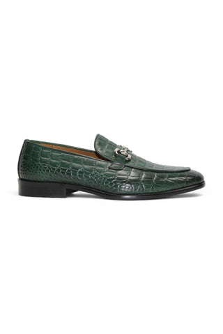 Duca Vasto Men’s Shoes Crocodile Embossed Calf-Skin Leather Horse-bit Loafer (D1178)-AmbrogioShoes