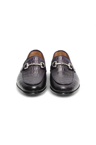 Duca Vasto Men’s Shoes Crocodile Print Calf-Skin Leather Horse-bit Loafer (D1178)-AmbrogioShoes